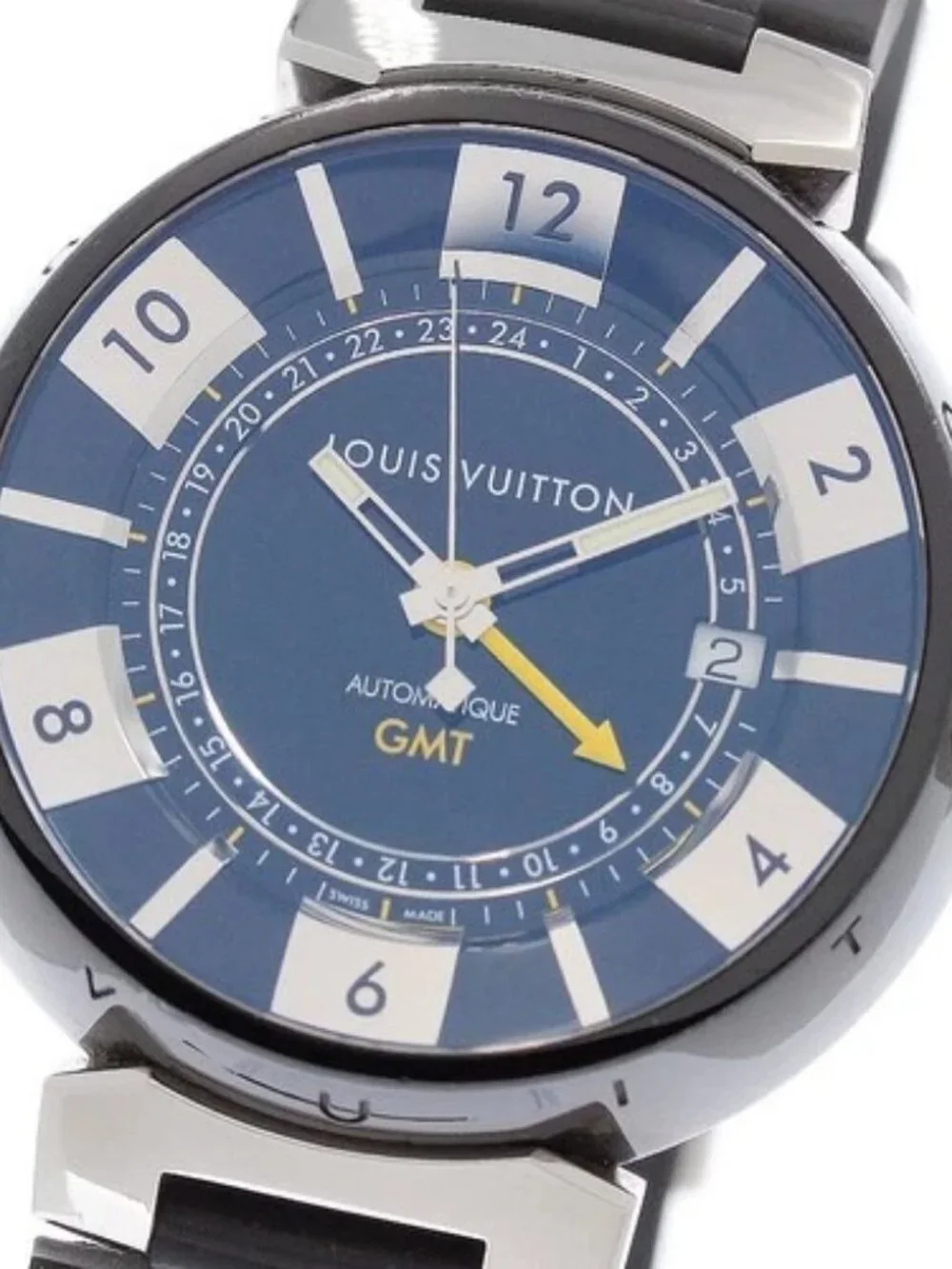 LOUIS VUITTON Tambour in Black Q113K GMT date Automatic Men's Watch_969110